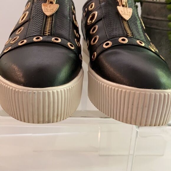 LORIBLU Platform Grommet And Zip Creeper Chunky Embellished Sneakers Black  7.5 - Picture 5 of 16